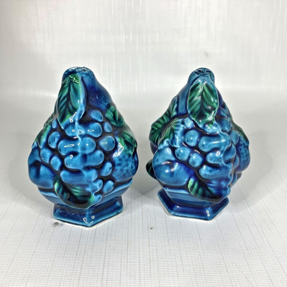 Inarco Indigo Salt Pepper Shakers Set E2371 Kitsch Blue Mood Retro 70s Vintage